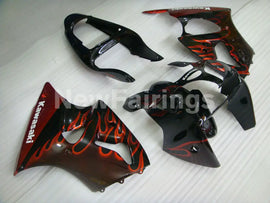 Black Red Flame NINJA ZX 6R 00 02 Fairing Kit Vehicles &