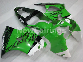 Green and Black Flame NINJA ZX 6R 00 02 Fairing Kit