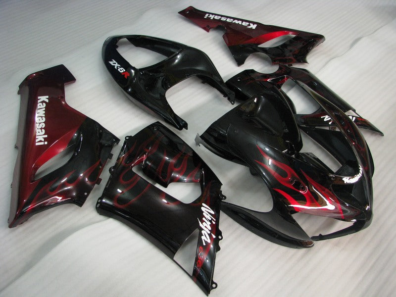 Black Red Flame - NINJA ZX-6R 05-06 Fairing Kit - Vehicles