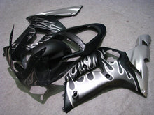 Carica l'immagine nel visualizzatore di Gallery, Black and Silver Flame - NINJA ZX-6R 03-04 Fairing Kit