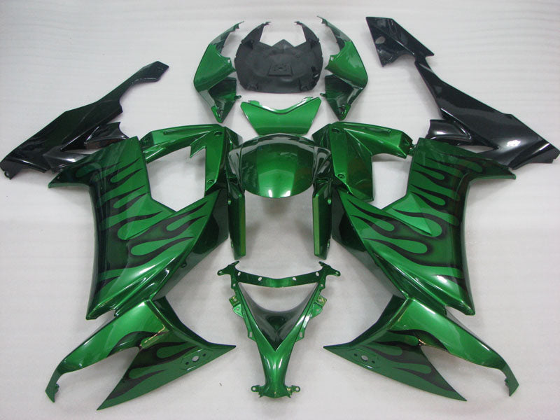 Green and Black Flame - NINJA ZX-10R 08-10 Fairing Kit