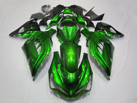 Green and Black Flame - NINJA ZX-14R 12-25 Fairing Kit