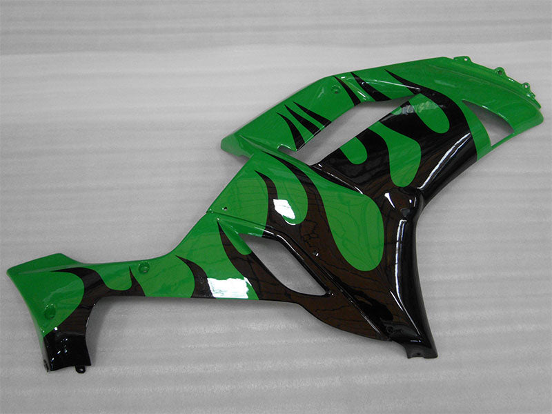 Green and Black Flame - NINJA ZX-6R 07-08 Fairing Kit