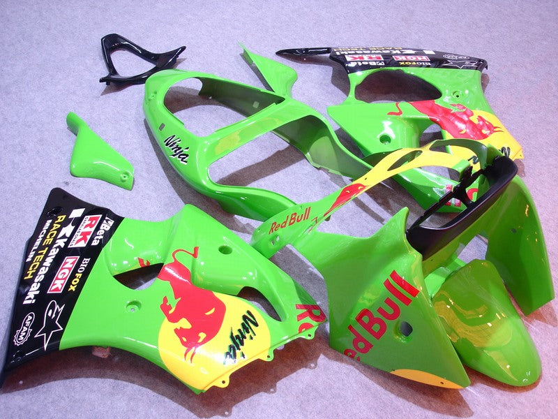 Green and Black Red Bull - NINJA ZX-6R 00-02 Fairing Kit