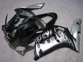 Black and Silver Flame - NINJA ZX-6R 03-04 Fairing Kit