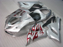 Carica l&#39;immagine nel visualizzatore di Gallery, Silver and Red Flame - NINJA ZX-6R 05-06 Fairing Kit