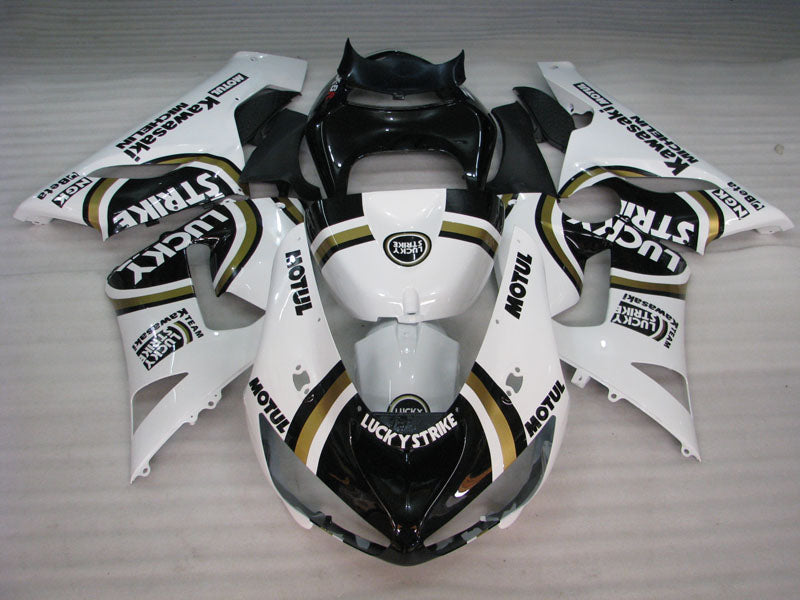 Black and White Lucky Strike - NINJA ZX-6R 05-06 Fairing Kit