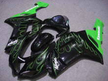 Carica l&#39;immagine nel visualizzatore di Gallery, Black and Green Flame - NINJA ZX-6R 07-08 Fairing Kit