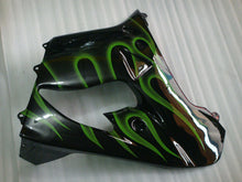 Carica l&#39;immagine nel visualizzatore di Gallery, Black with Green Flame - NINJA ZX-9R 00-01 Fairing Kit