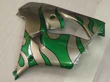 Carica l&#39;immagine nel visualizzatore di Gallery, Silver and Green Flame - NINJA ZX-9R 00-01 Fairing Kit