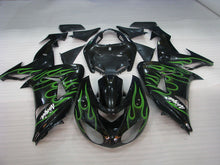 Carica l&#39;immagine nel visualizzatore di Gallery, Black and Green Flame - NINJA ZX-10R 06-07 Fairing Kit