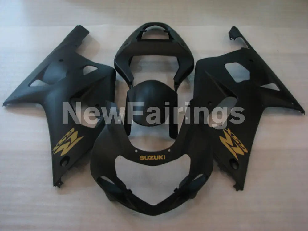 Matte Black with Golden Decals Factory Style - GSX-R600 01-03 Fairing Kit