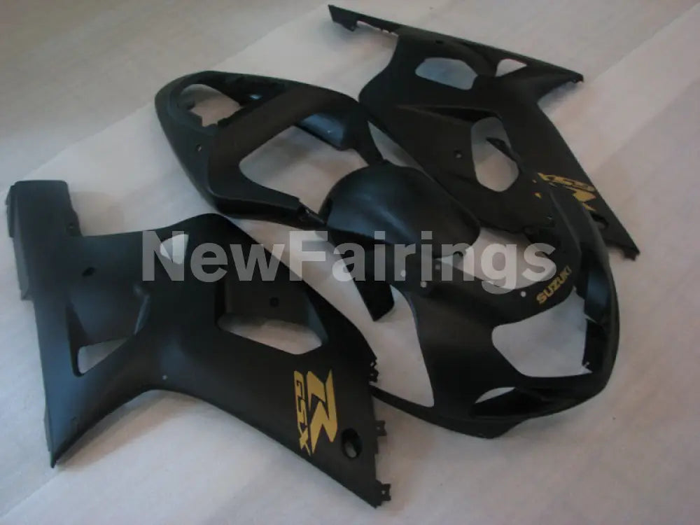 Matte Black with Golden Decals Factory Style - GSX-R600 01-03 Fairing Kit
