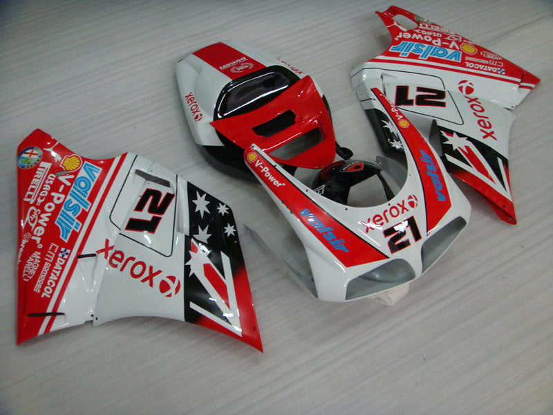 Number 21 Red and White XEROX - Ducati 748/916/996/998 96-02 Fairing Kit (Single Passenger Seat)