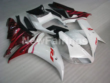 Carica l&#39;immagine nel visualizzatore di Gallery, White and Wine Red Flame - YZF-R1 02-03 Fairing Kit